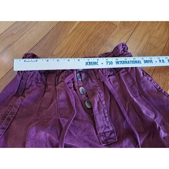 Free People Margate Women's Small Relaxed Fit Burgundy Trousers With Button Fly - Picture 4 of 7
